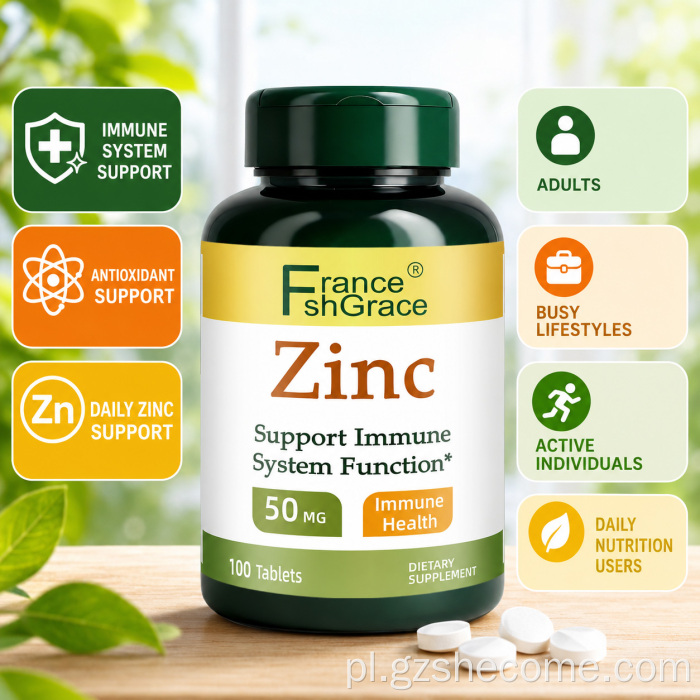 Shecome Zinc Tablets Wsparcie odporności i przeciwutleniaczy